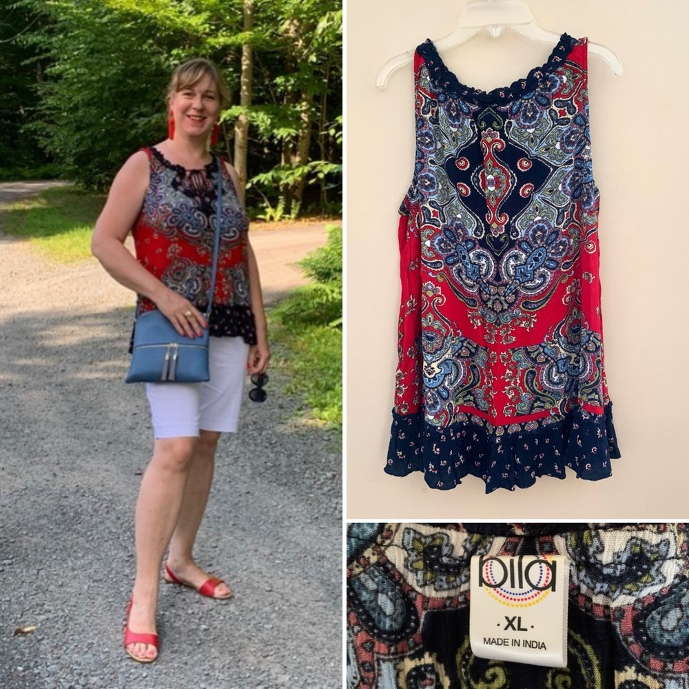 Bila sleeveless Boho tank top with tassels   Size XL